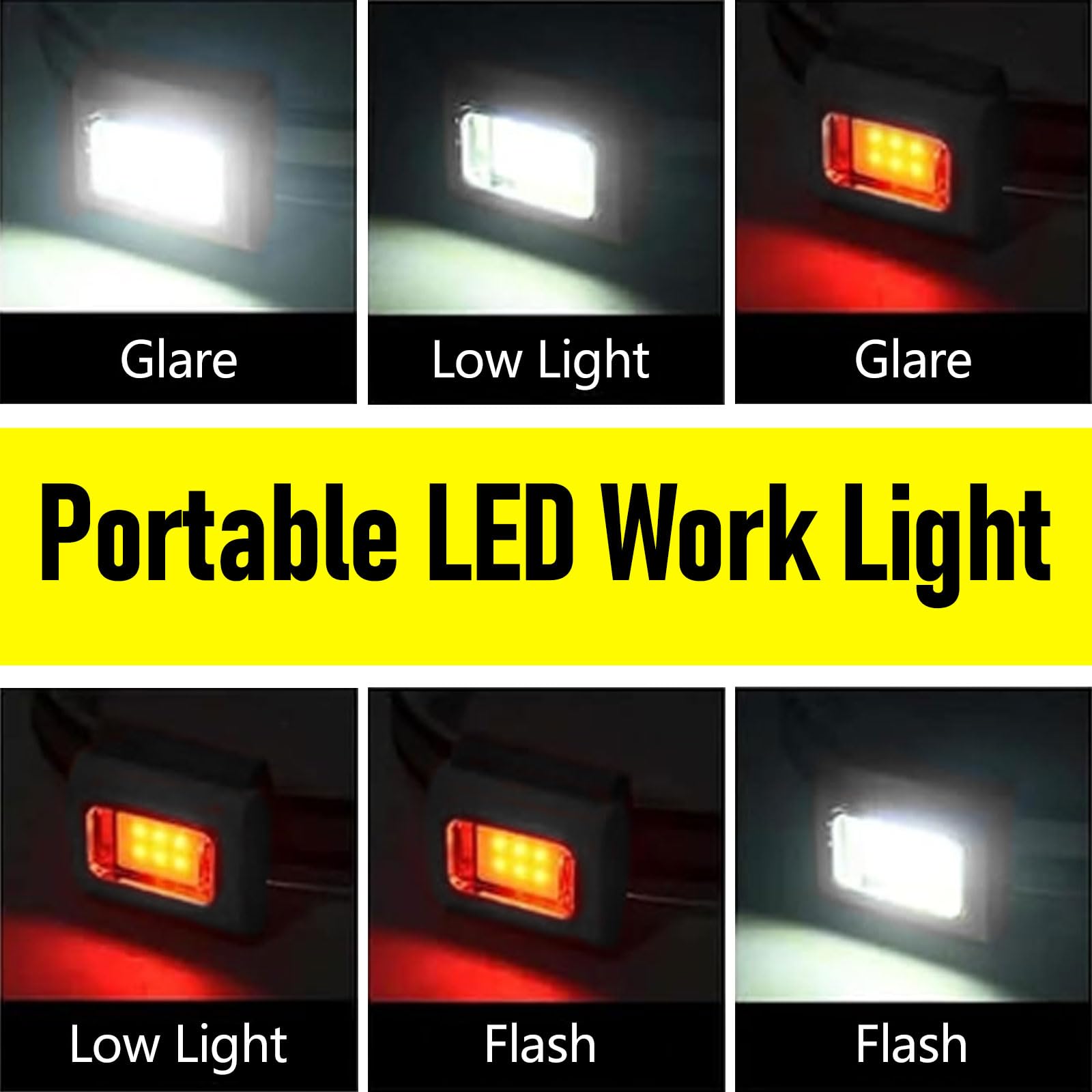 GUODSKHOO Torcia LED ricaricabile COB Spotlight Lanterna Luce da lavoro Torcia portatile impermeabile e 4 modalità Torce di emergenza portatile Lampada per Escursionismo Pesca Campeggio