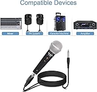 Vista 7 de Micrófono vocal dinámico, carcasa de metal, micrófono para cantar, hablar, con cable, cabina XLR de 25 pies, cardioide, con interruptor