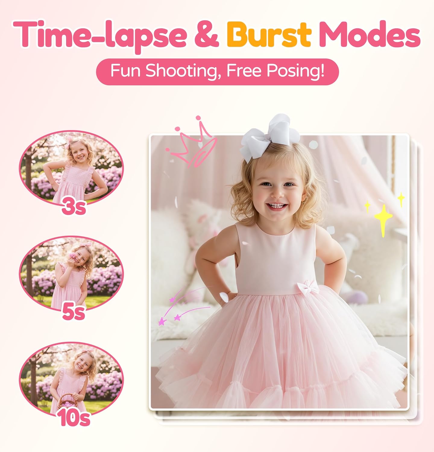 Kids Camera for Girls with Tripod & 32GB Card, 1080P HD Toddler Digital Video Camera, Portable Travel Toy Best Birthday Festival Gifts for Girl 3 4 5 6 7 8 9 10 Year Old - Image 5