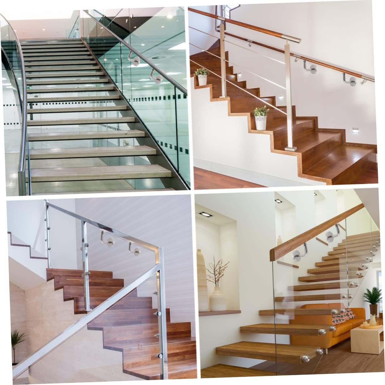 5pcs Handrail Brackets for Wall Stainless Steel Railing Brackets for Handrail Stair Rail Support