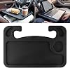 JUSTTOP Escritorio para Volante de Auto para Laptop, Accesorios de Viaje Multiusos, Bandeja para Asiento de Auto para Comer, Mesa Superior para Volante (Negro) 1
