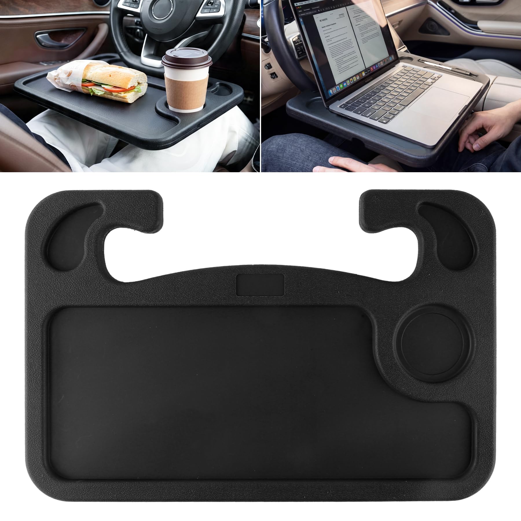 JUSTTOP Car Steering Wheel Desk, Multifunctional Portable Car Laptop Computer Rack and Food Steering Wheel, Fits for Most Vehicles(Black)