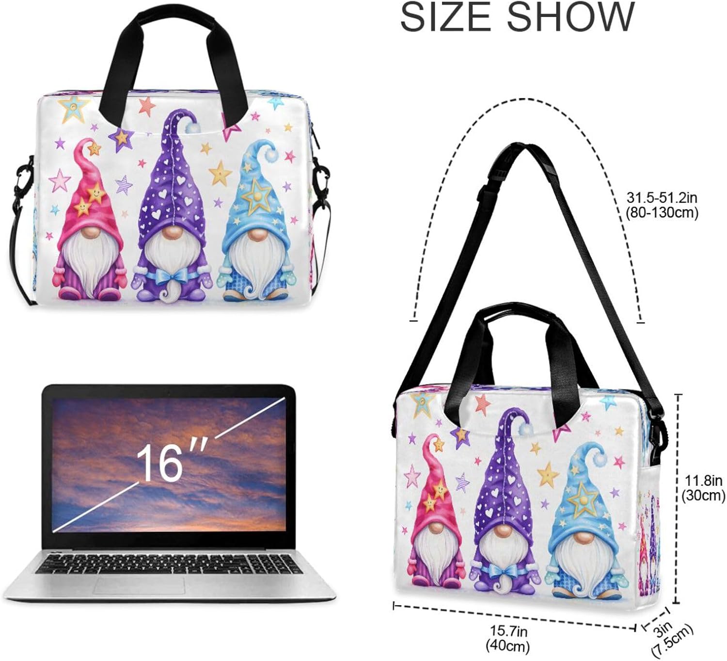 Laptop Bag Computer Bags Messenger Shoulder Bag Briefcase Magic Gnomes for Business Office Work