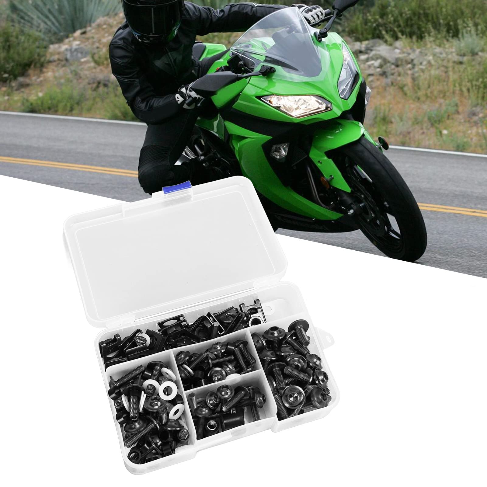 177Pcs/Kit Bulloni Carenatura Moto, M5 M6 Viti Parabrezza Moto Elementi di Fissaggio Bulloni Carenatura Kit Clip Dado per La Maggior Parte delle Moto(Nero)