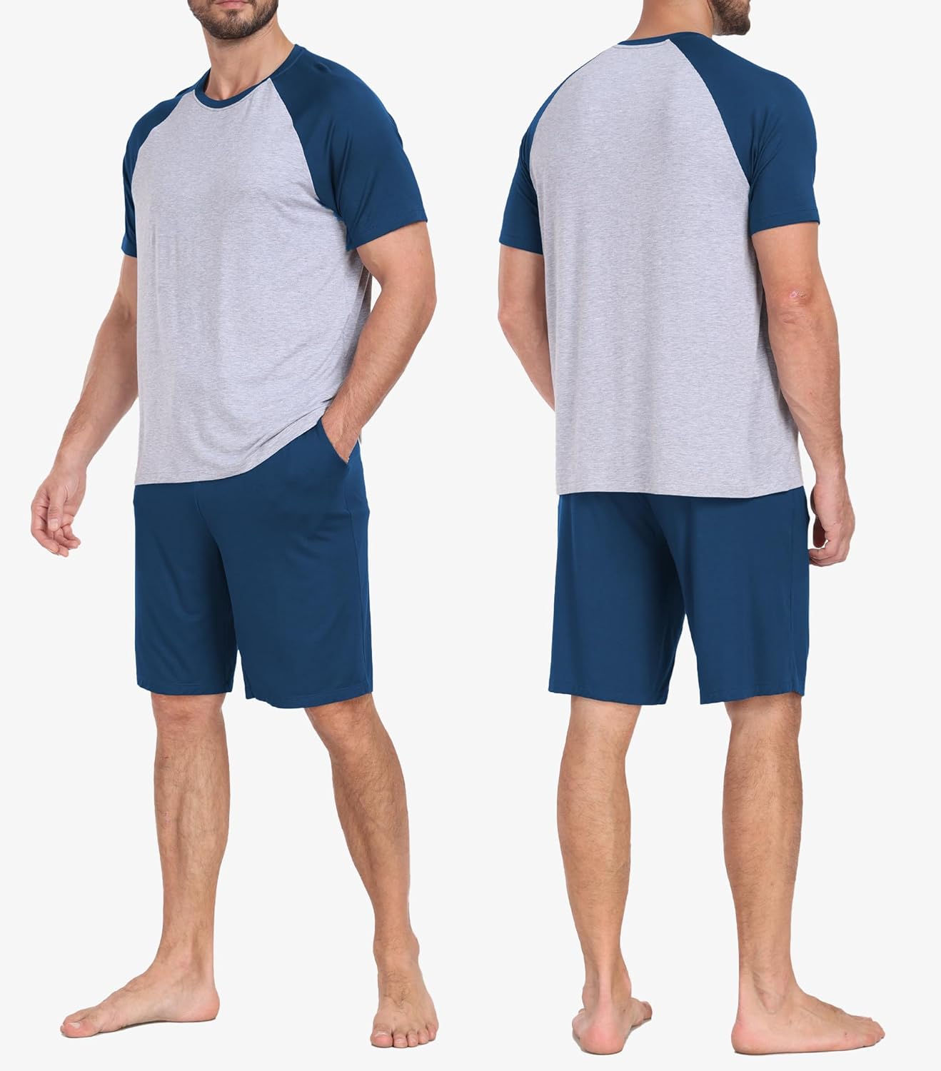 COLORFULLEAF Mens Pajamas Set Shorts and Shirt Bamboo Rayon Sleepwear Summer Nightwear Lightweight Sleep Sets S-XL - Image 4