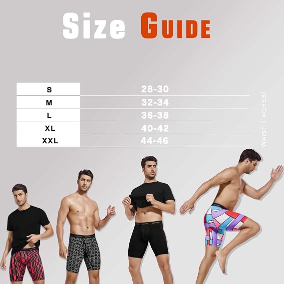 Men's Underwear 9 Inch Long Leg Boxer Briefs for Men, Performance, Moisture Wicking Pack, Anting Chafing, Fly