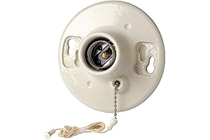 Leviton Glazed Porcelain Pull Chain Lampholder Outlet Box Mount