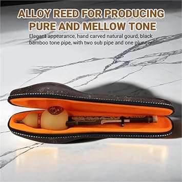 Handmade Bamboo Hulusi Gourd Cucurbit Flute Ethnic Musical Instrument C Key With Case For Beginner Music Lovers Professional Hulusi