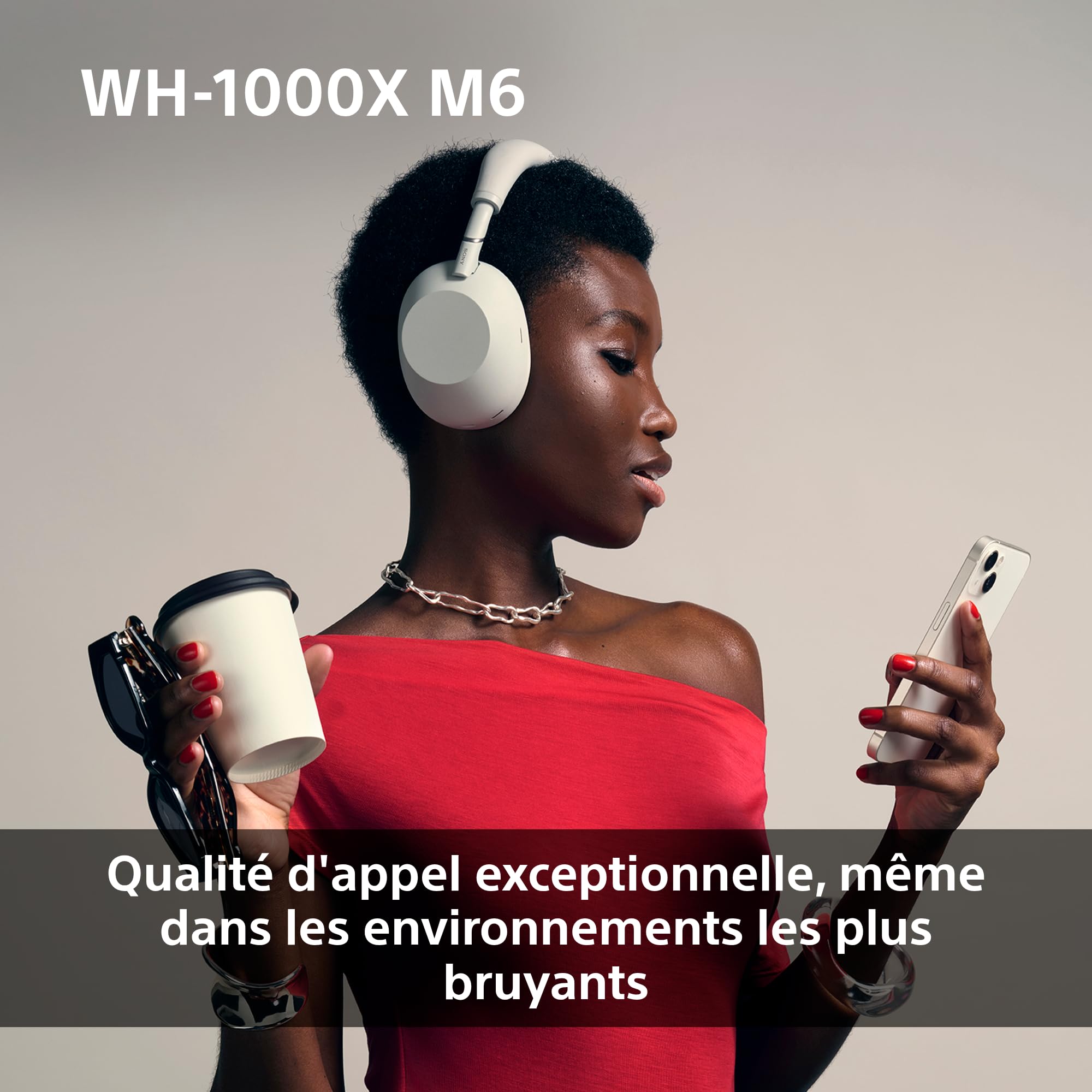 Sony WH-1000XM6 Casque sans-Fil Bluetooth à réduction de Bruit Noir, Son Hi-Res Unique, Confortable, Conception Pliable, Etui résistant, 30h Autonomie, iOS & Android - Grès