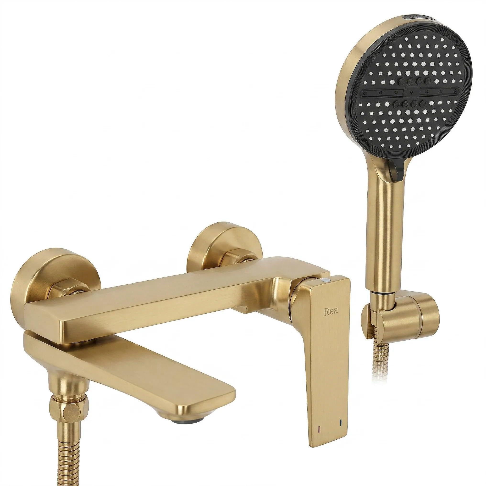 Mitigeur de baignoire Rea Prime Premium en laiton doré mat pour robinetterie de douche