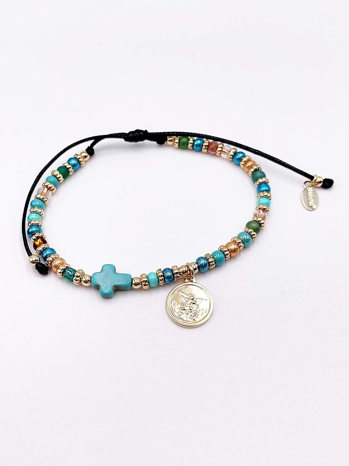 SIFRIMANIA Saint Michael Bead Adjustable Bracelet for Women, Protection Cross Religious Medal - Image 7