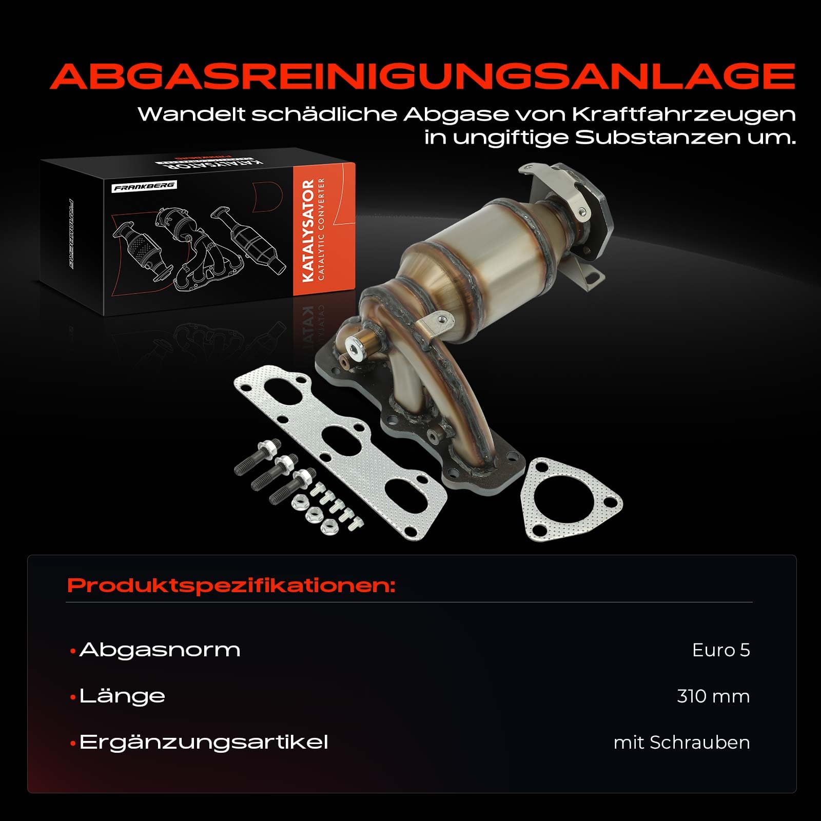 Frankberg Katalysator Benzin Vorne Kompatibel mit Polo Cordoba Ibiza III IV Fabia I II R.o.o.m.s.t.e.r Replace# 03E253020QX