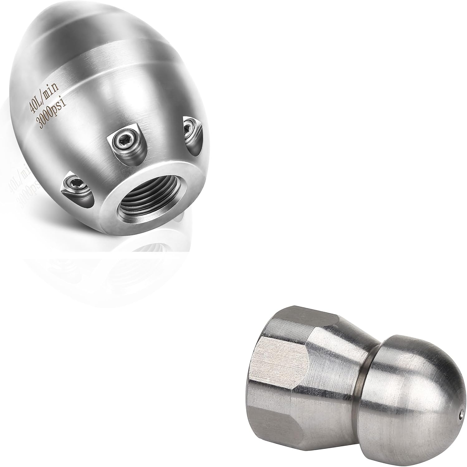 Tool Daily 3/8” NPT Sewer Jetter Nozzle for Pressure Washer, Stainless Steel Fixed Sewer Jet Nozzle