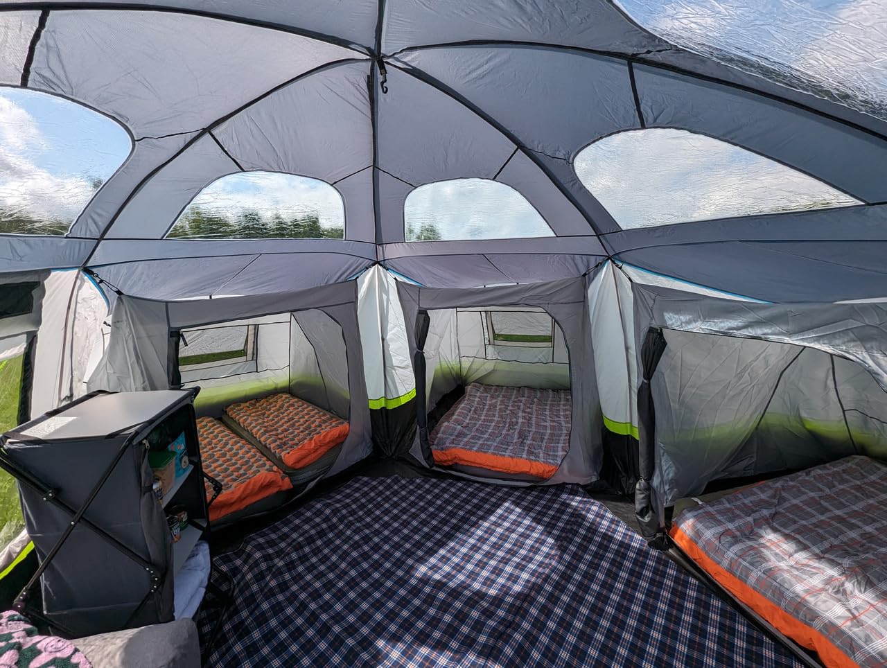 Zelt mit 6 Stangen, 5000 mm Wassersäule, Dachfenster, vollständig versiegelte Nähte, vollständig wasserdichtes Material, ideal für Familiencamping