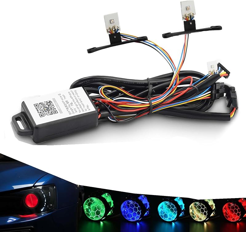 LED Car Devil Eye Demon Evil Eyes RGB DRL Luz de circulación diurna para proyector de faros de 2,5 pulgadas Lente Retrofit DIY Car Styling Accesorios exteriores para automóviles