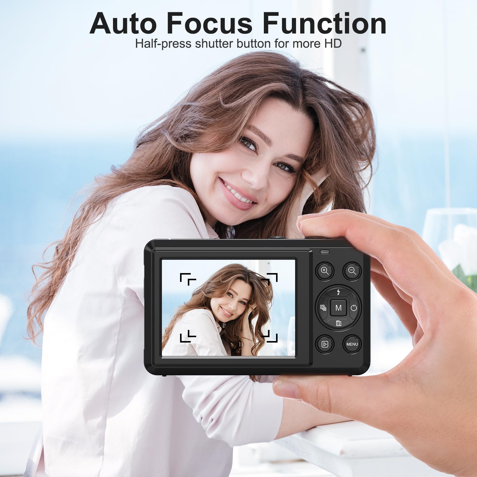 Digitalkamera 4K 64MP FHD Fotokamera für Kinder Fotoapparat 18X Digitalzoom Fotokamera Kompaktkamera mit 2 Bildschirme, 64GB SD Karte für Kinder Teenager Anfänger, Schwarz
