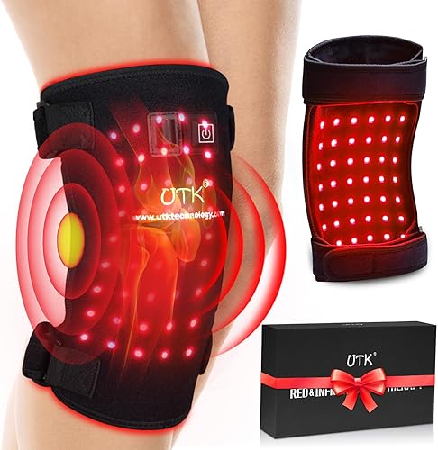 UTK Terapia de luz roja para cuerpo, 162 piezas de luz roja de 660 nm y 54 piezas de 850 nm de luz infrarroja para terapia de codo de rodilla, uso