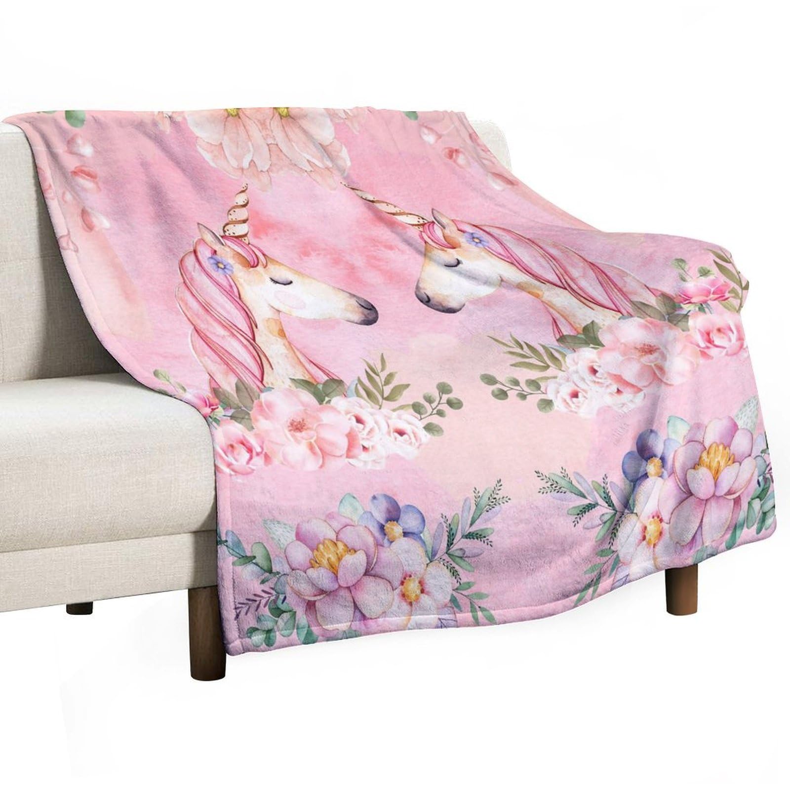 BenYaSong Rainbow Unicorn Blanket Fantasy Funny Cute Art Dreamy Unicorn Style Print Decor Bedding Blanket Gifts for Boys Girls Kids Adult Men Women 50"x60"
