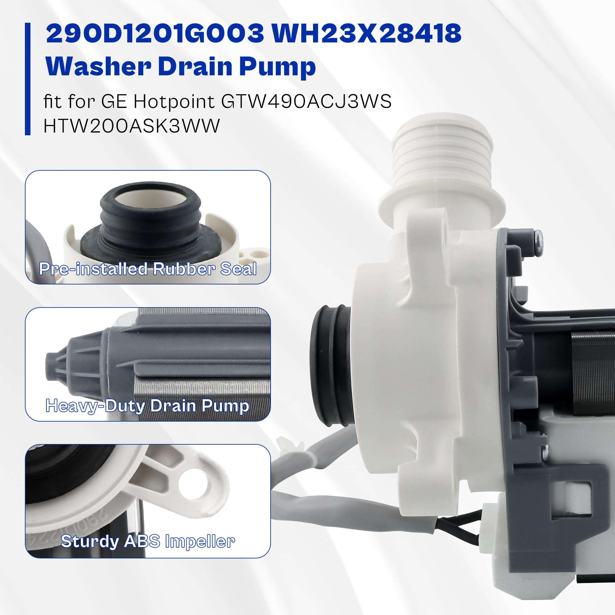 290d1201g003 WH23X28418 pompa spustowa myjki pasuje do GE GTW490 GTW460 GTW335 GTW680, WH23X27574 B40-3A01 pompa spustowa pasuje do Hotpoint HTW240 HTW200 290 0D1200 1G001 AP6889136 WH23X24178