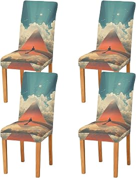 4pcs Skyland Dining Chair Covers, Soft Stretch Removable Washable Chair Cover for Kitchen,Hotel, Home Decor