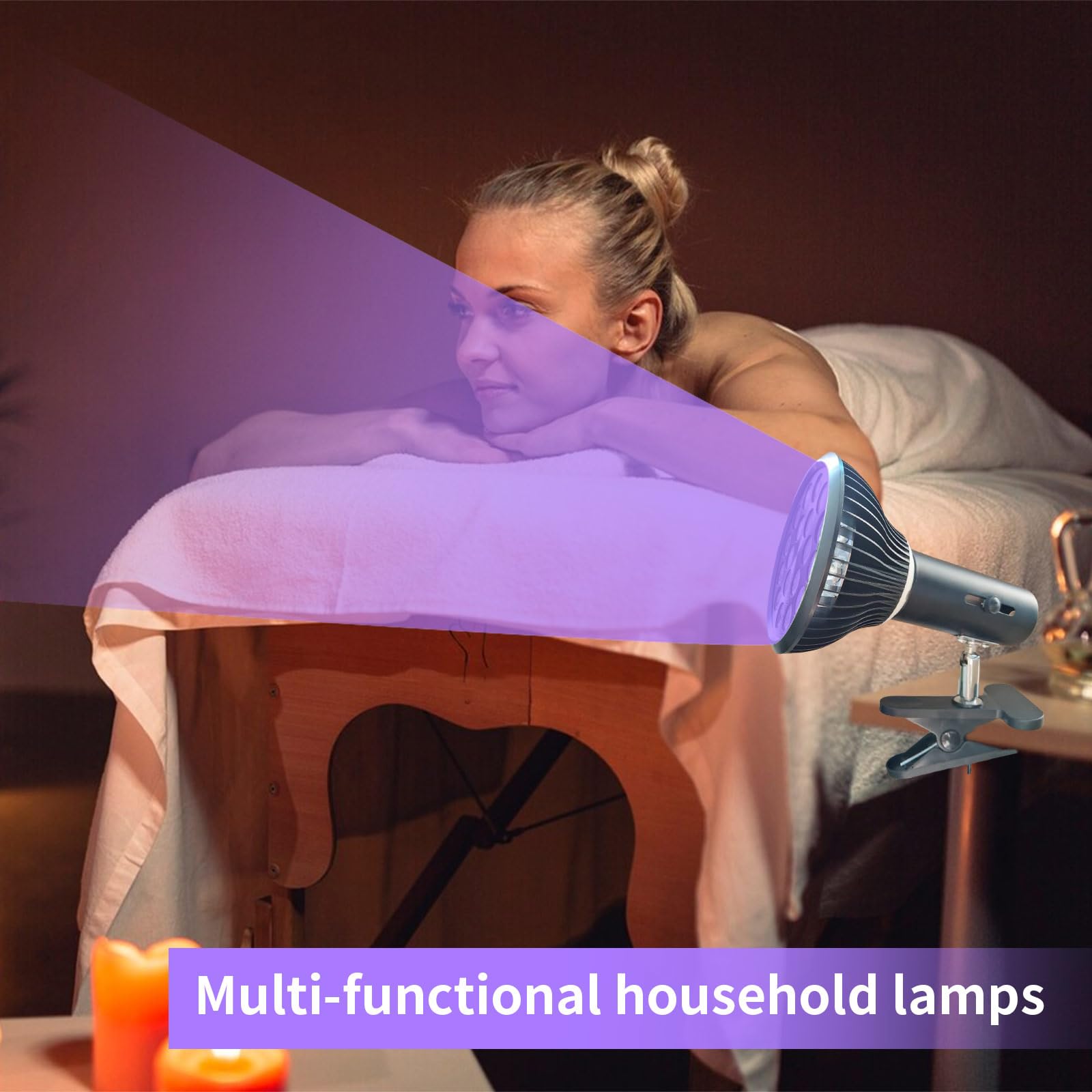 54W Tanning Lamp For Home, Tanning Lamp For Face And Body With Eye Mask, Adjustable Height, 18pcs LEDs 395nm Home Sunbathing Self Tanning Device (Clip 5 thumbnail image