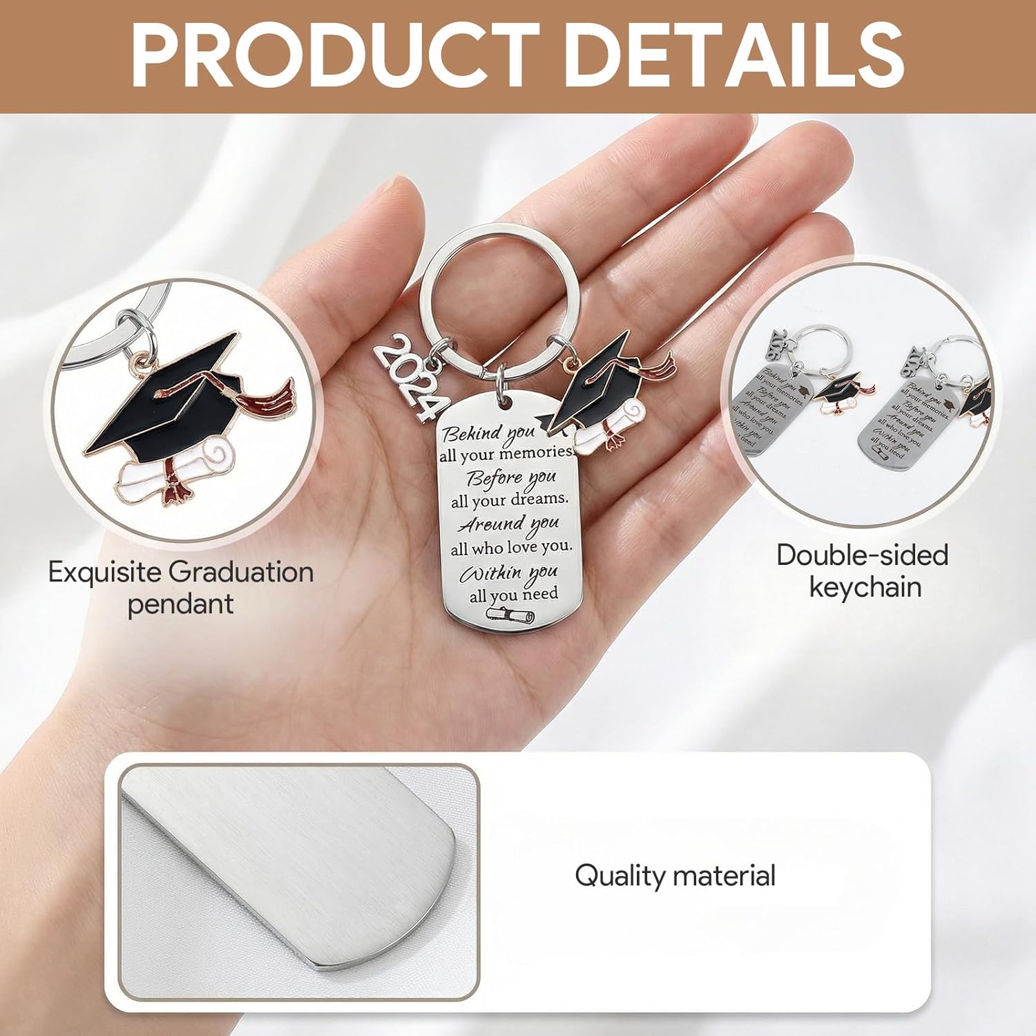 Class of 2026 Graduation Gifts Bulk, 2026 Graduation Keychain with Grad Compass Bracelets Comes in Cap Box