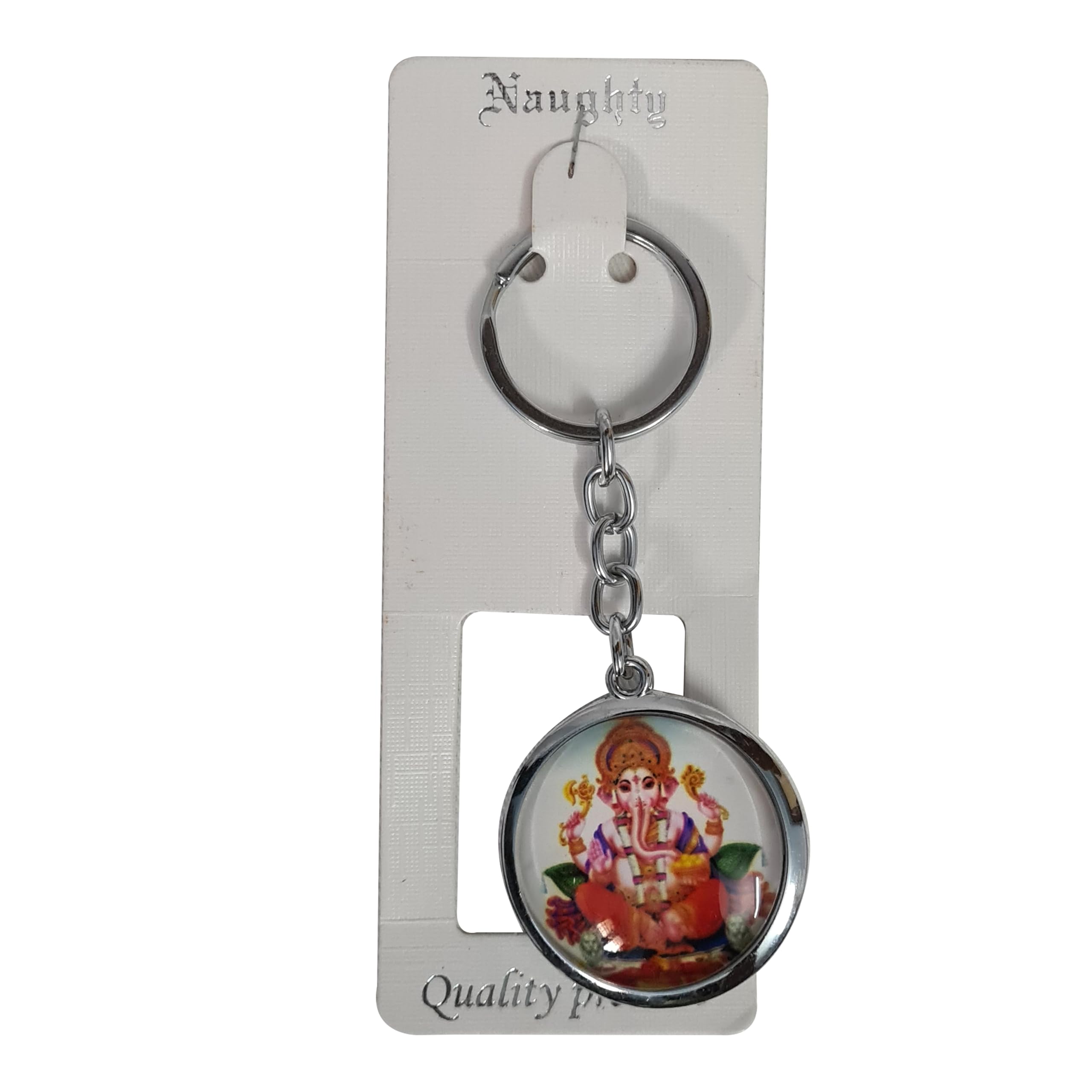 Introducing Lord Ganesh Image Imprinted in a Circular Shape and Coverd with Glossy Glass Like Finish | Used For Pooja Door, Money Locker or Shops | Multi Color-1 Keychain-image-44