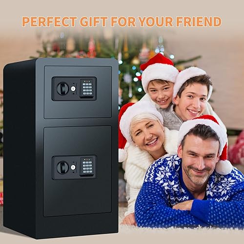 Miniatura 8 de Caja de seguridad personal para el hogar de 0.8 Cub, impermeable, ignífuga, combinación segura con teclado digital y agujero de cerradura oculto,