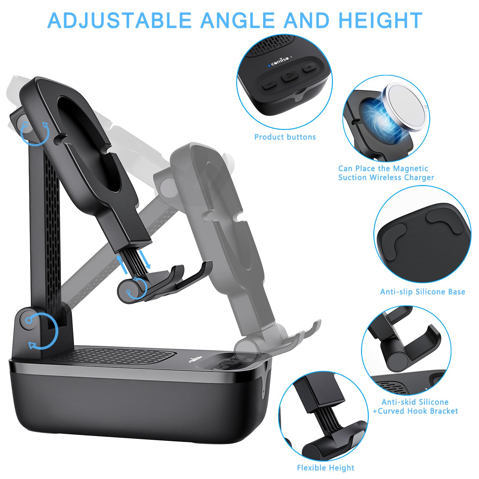 comiso Gifts for Men Women,Birthday Gifts,IPX7 Waterproof Cell Phone Stand with Bluetooth Speaker,Anti-Slip Design Shower Phone Speaker with HD Stereo Sound, Compatible for Any Smartphone/Tablet