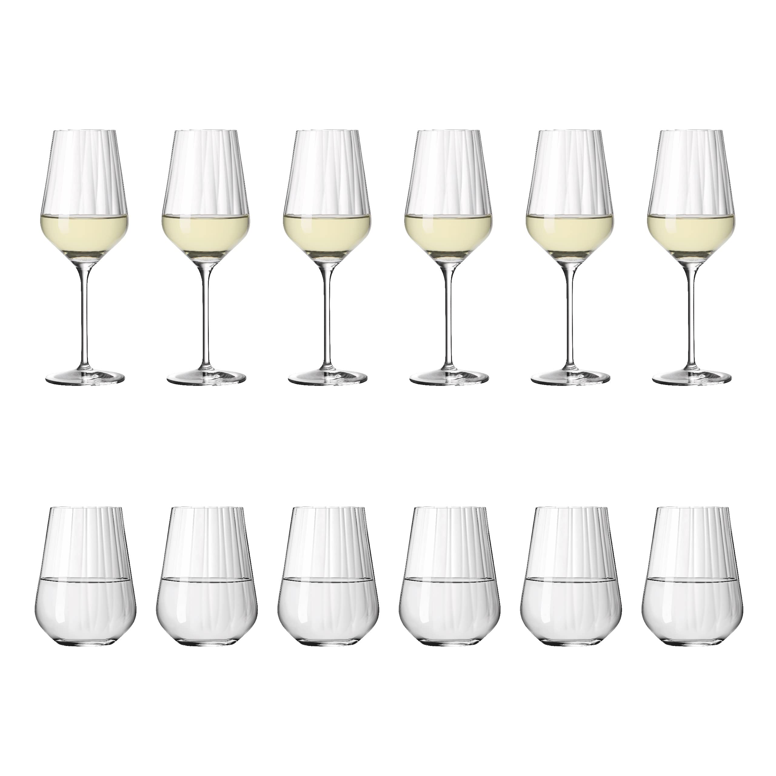 RITZENHOFF 6111010 - Set di bicchieri da vino bianco e acqua, serie taglio a stella, 12 pezzi per 300 ml, elegante, made in Germany, trasparente