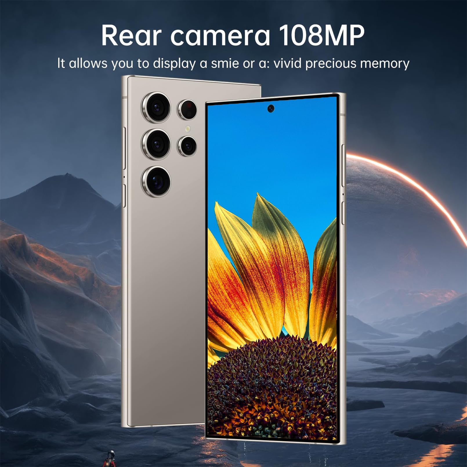 I25 Ultra Unlocked Cell Phone, 8GB+256GB Snapdragon 8 Gen 3 Android Smartphone, 6800mAh Battery Fast Charging Mobile Phone, 6.8" FHD+ 120Hz Screen, 108MP Camera, Dual SIM Phone/GPS/Face ID - Gray