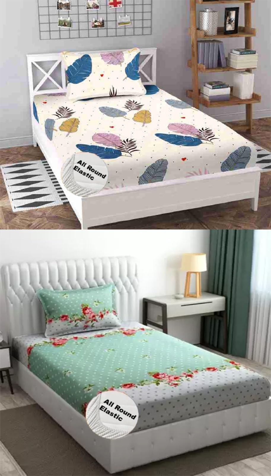 See full amazon price history chart for PRtrend Glace Cotton 72x36 inch Single Elastic Fitted Bedsheet | Single Bed Size Daily use Fitted Bedspread with 1 Pillow Covers Each (Cream Leaf, Green dot) PRtrend Glace Cotton 72x36 inch Single Elastic Fitted Bedsheet | Single Bed Size Daily use Fitted Bedspread with 1 Pillow Covers Each (Cream Leaf, Green dot) (B0CT8R77HJ) Amazon Price History, Amazon Price Tracker
