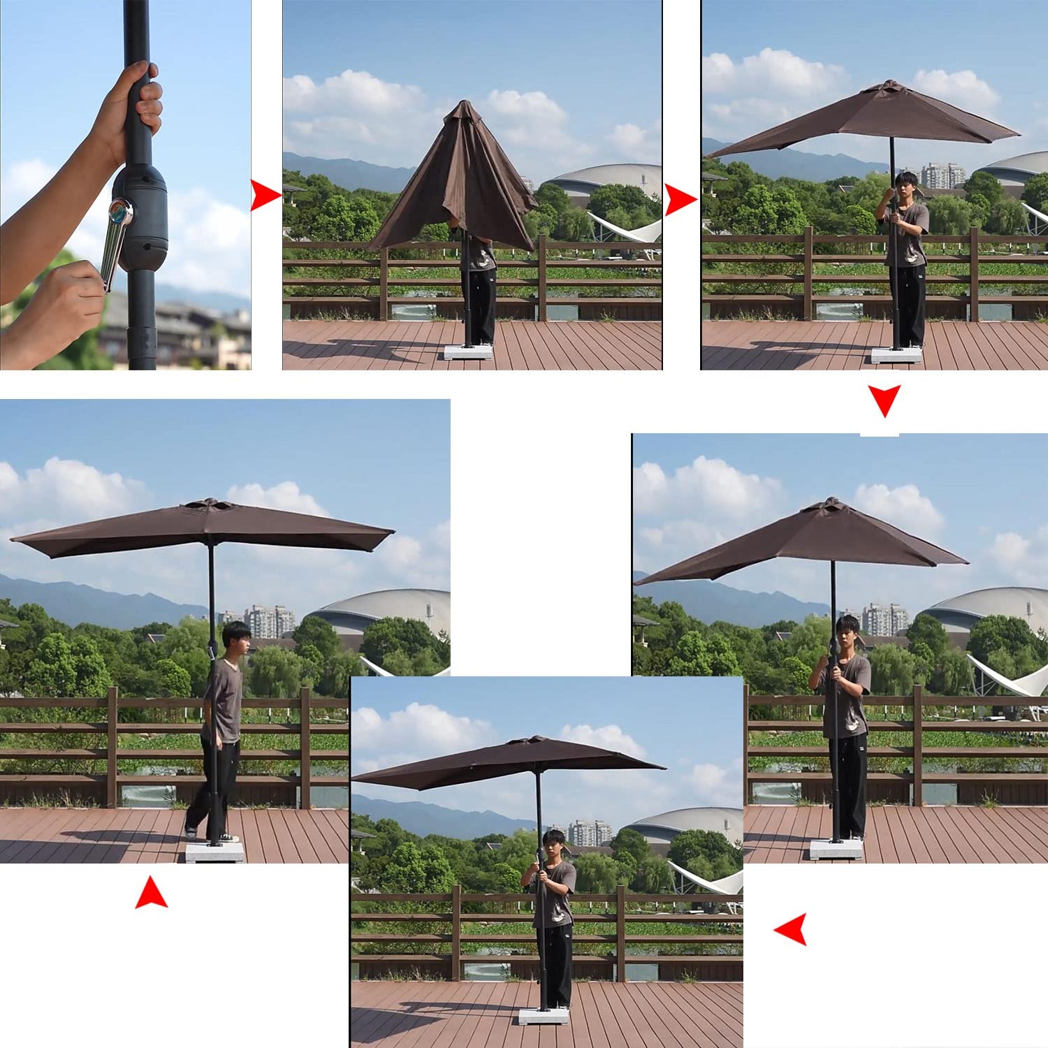 Połowa parasolowa parasol balkonowy 2M/2,5 m dla małych przestrzeni solidny parasol ogrodowy z systemem korb