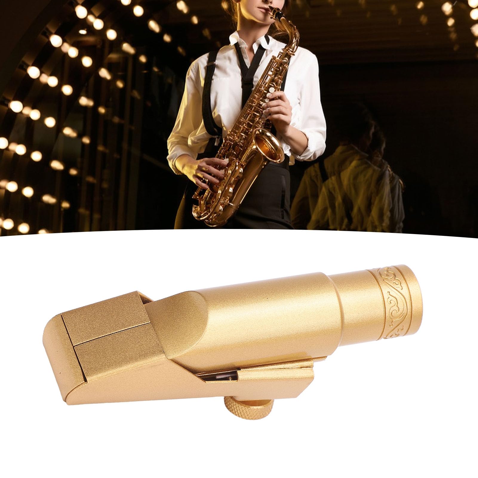 Tissting Altsaxophon Mundstück 5C Vergoldetes Messing Metall | Saxophon Mundstück für Fachleute Anfänger Musikinstrument Zubehör