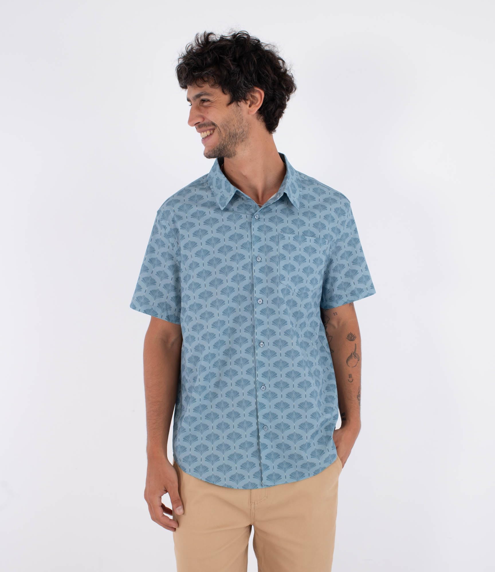 Hurley Mens Short-Sleeved Printing Press Arbore T-Shirt, Blue, S EU