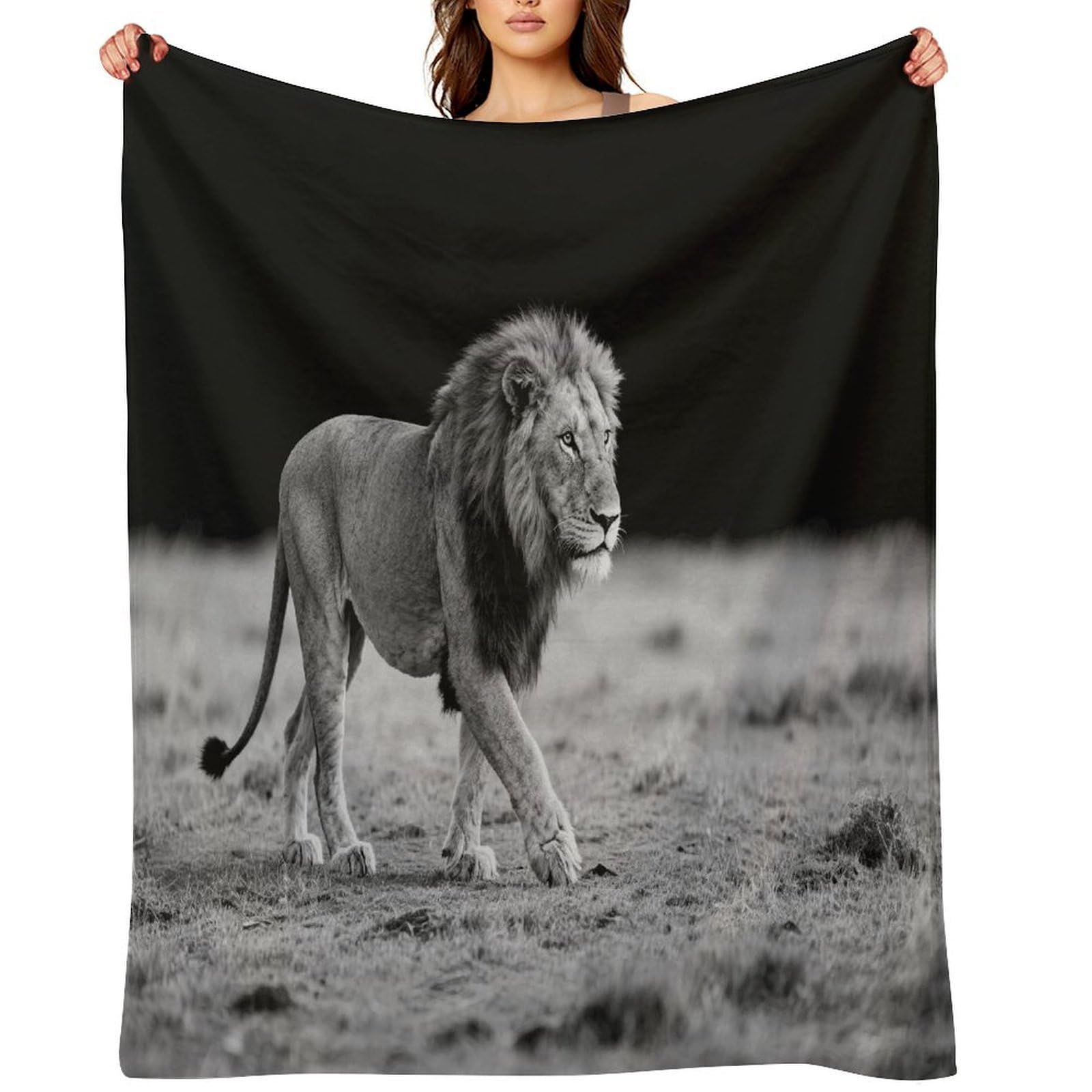 Wild Animal Lion Throw Blanket for Couch and Bed Super Soft Warm Lightweight Throw Blankets Cozy Fuzzy Flannel Blanket Personalized Decorative Blankets for Sofa Decor 40"x50"