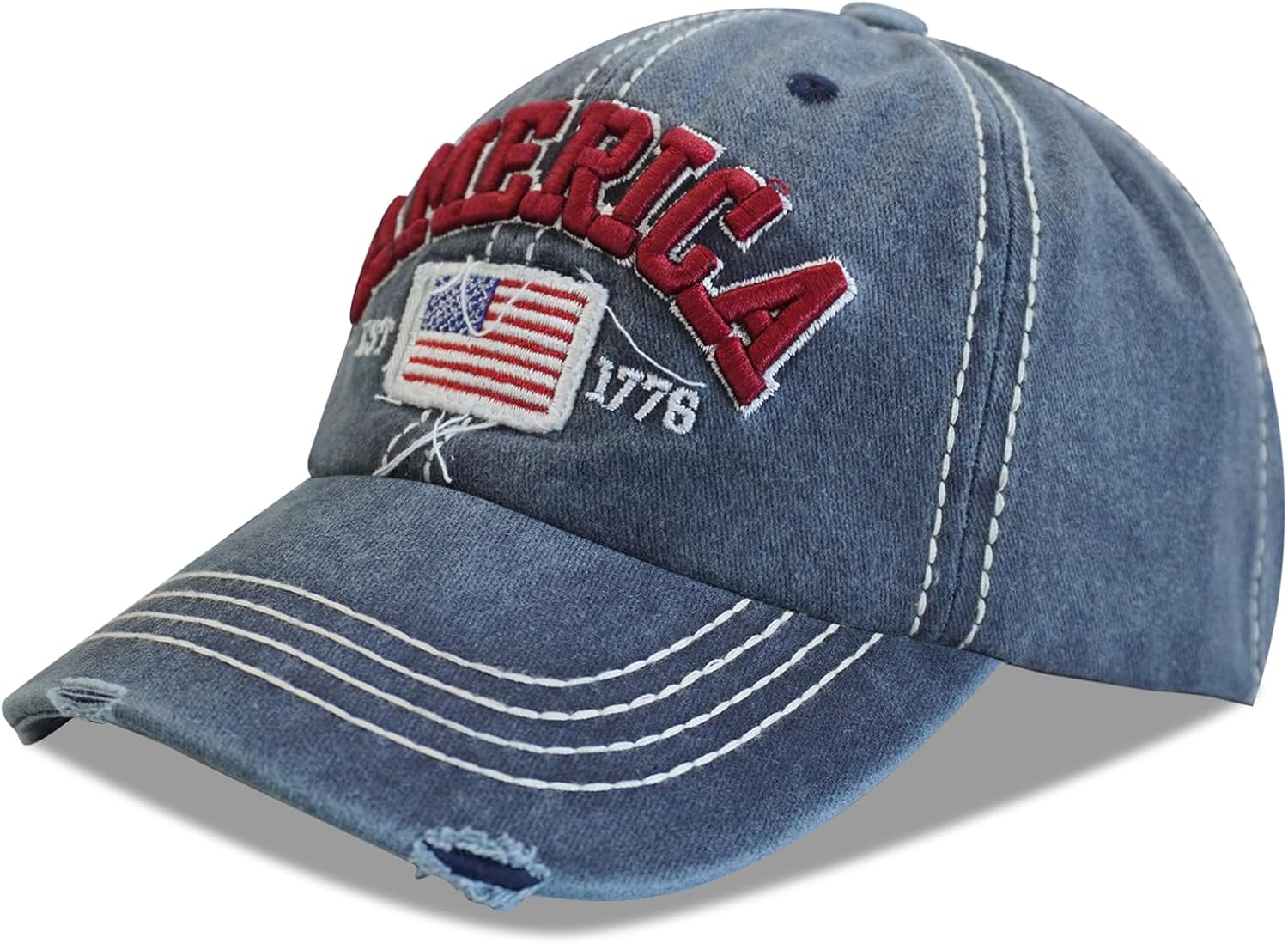 American Flag Patriotic Baseball Cap | Embroidered USA Flag 100% Cotton Adjustable Hat for Men & Women - Image 2