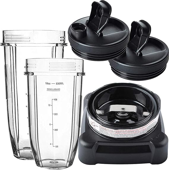 BL610 Blade compatible con Nutri Ninja con taza de 18 onzas y tapas de taza y taza de 24 onzas