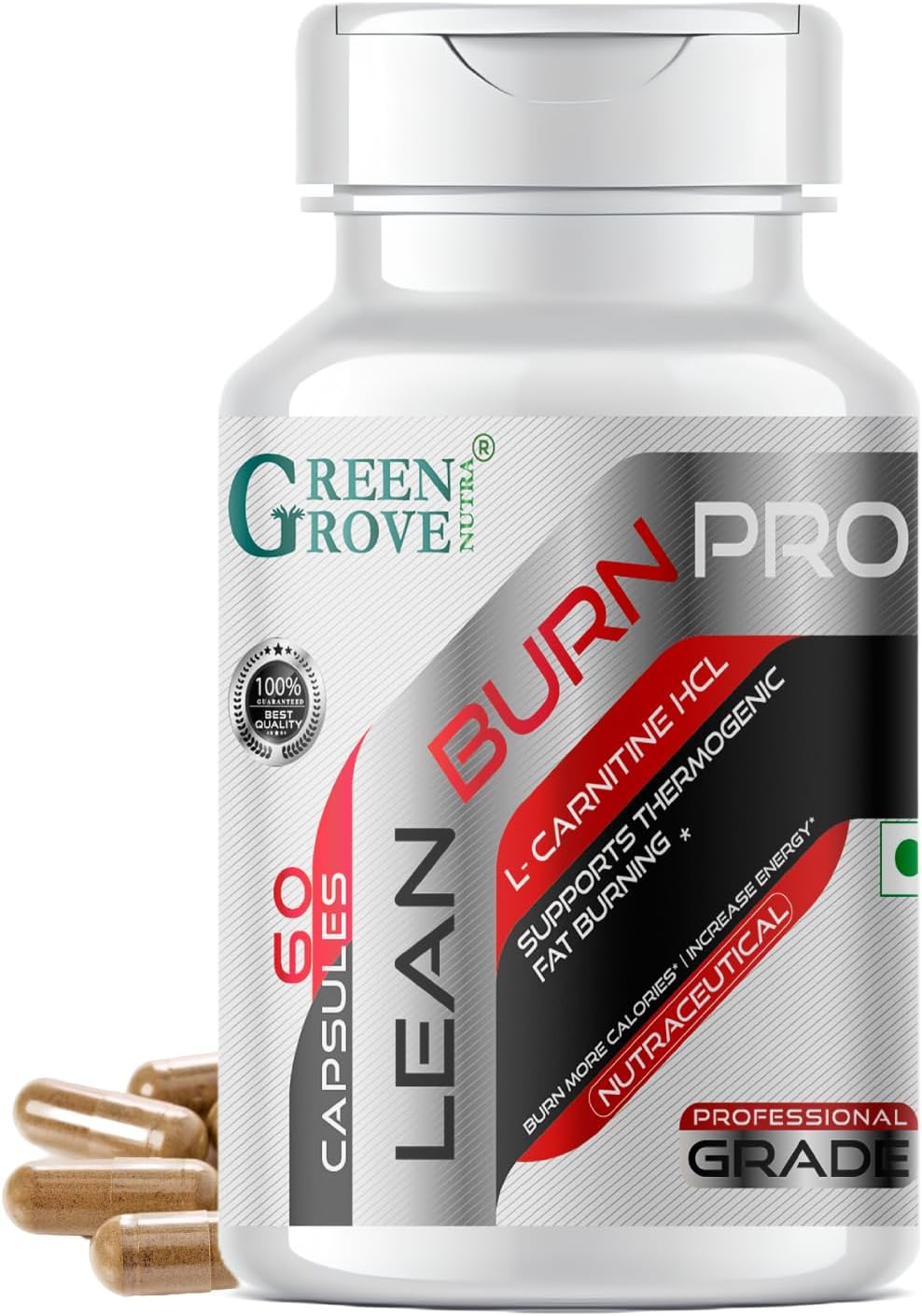 Lean Burn Pro Supreme Formula - L-Carnitine HCL Fat Burner | Professional-Grade Thermogenic Formula | Includes Green Tea Extract | Caffeine Anhydrous for enhanced focus and endurance | 60 CAPSULES | Formulated in USA