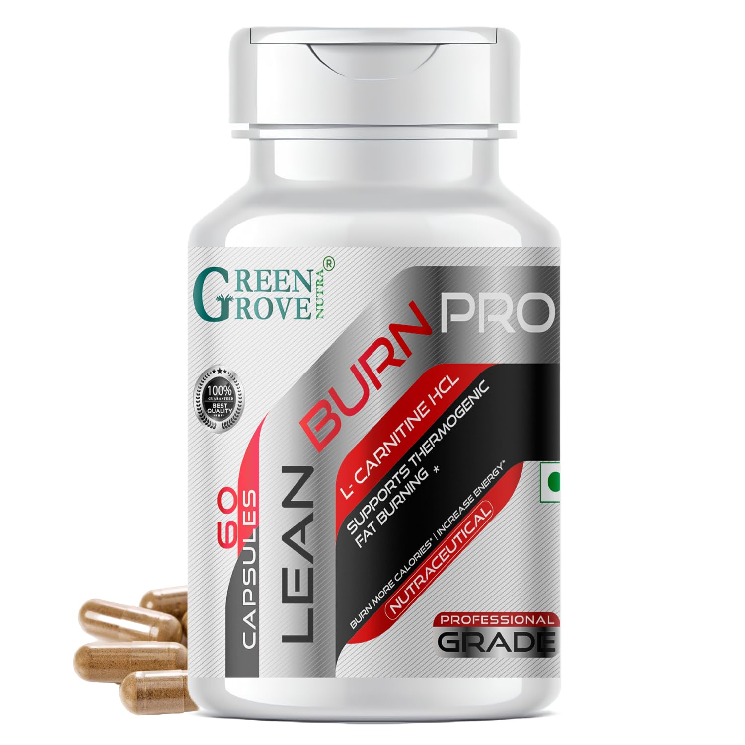 Lean Burn Pro Supreme Formula - L-Carnitine HCL Fat Burner | Professional-Grade Thermogenic Formula | Includes Green Tea Extract | Caffeine Anhydrous for enhanced focus and endurance | 60 CAPSULES | Formulated in USA