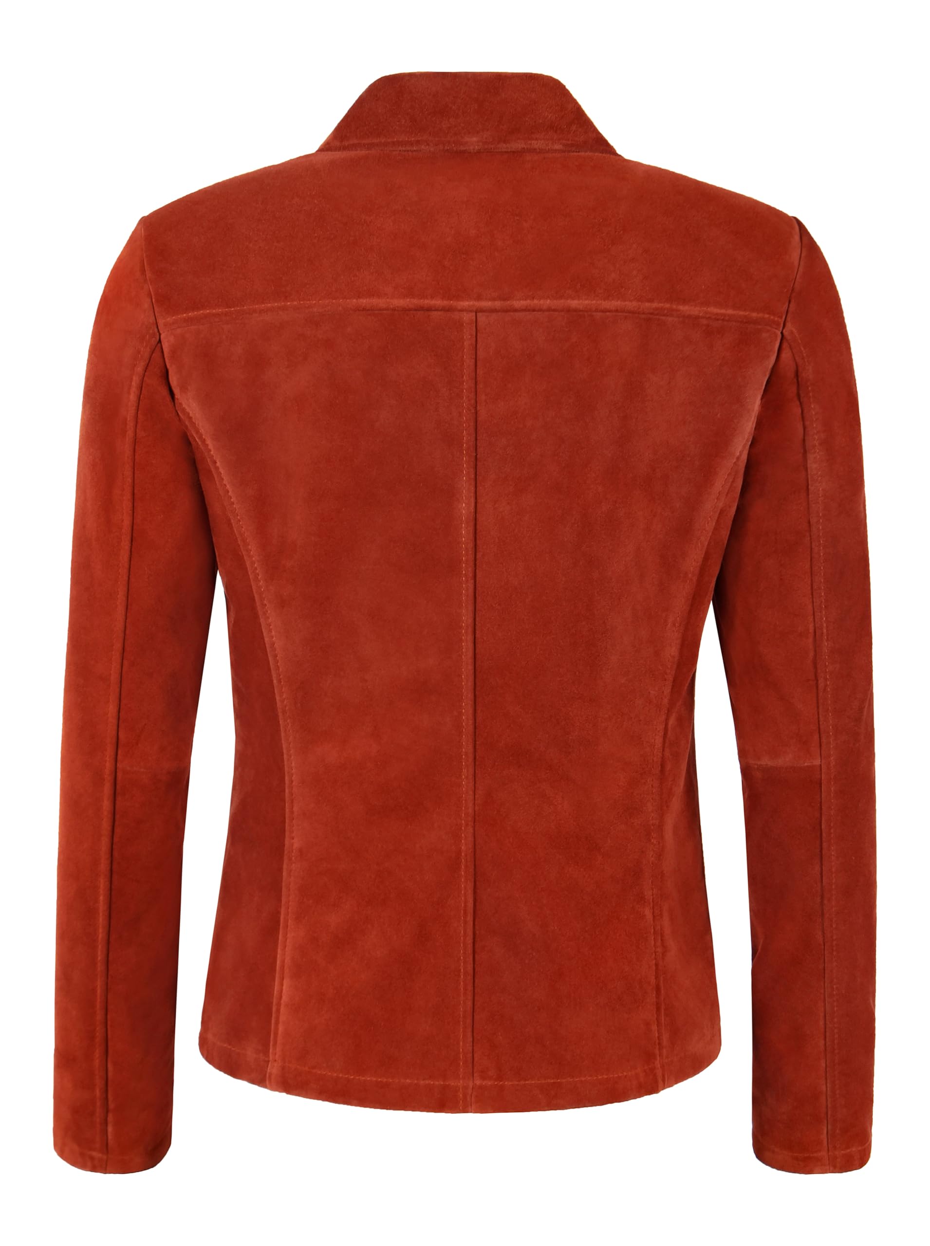 Giacca da donna in vera pelle scamosciata con bottoni a scatola, modello blazer classico Jennifer 8728