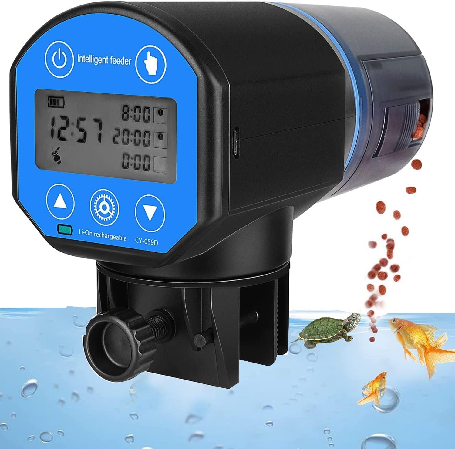 Euskolete Automatic Fish Feeder, Moisture-Proof Automatic Fish Feeder, Digital Aquarium Tank Timer Feeder Auto Feeding on Vacation or Holidays