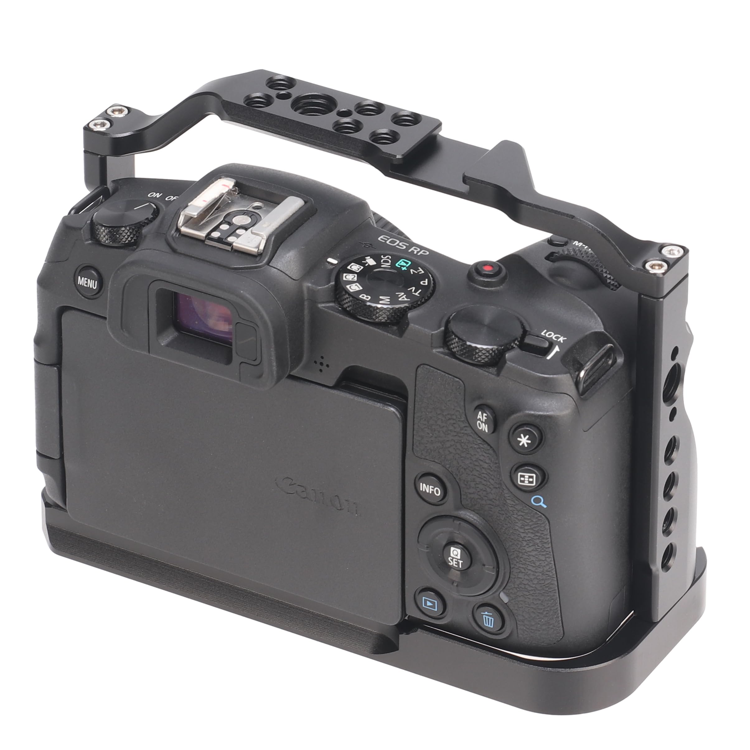 FOTGA Cage et poignée supérieure pour appareil photo Canon EOS R8 & EOS RP, alliage d'aluminium, caméra de vlogging vidéo, avec plaque de dégagement rapide pour chaussures froides pour Arca Swiss