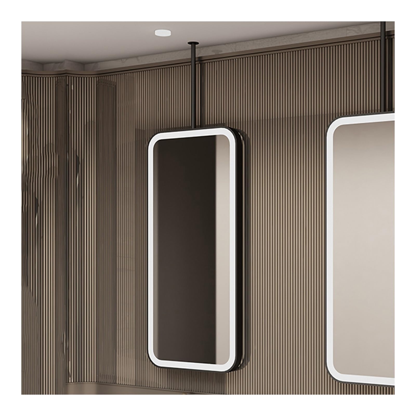 Miroir de salle de bain LED rectangulaire 40x70 cm à lumière réglable noir moderne