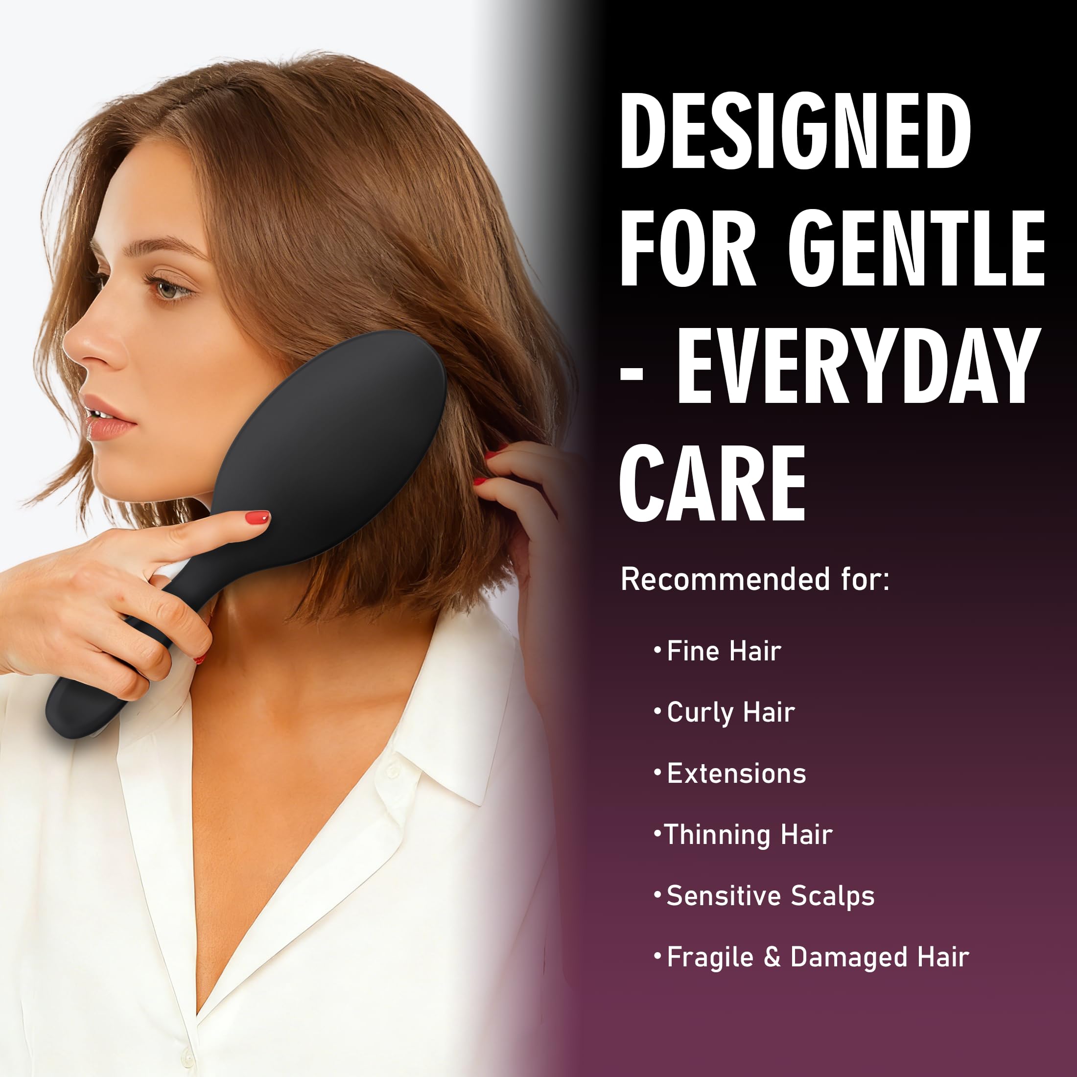 EAGLE FORTRESS Cepillo desenredante para el cabello, cepillo de cerdas de jabalí, cepillo ovalado con cerdas de nailon pulido para cabello rizado, cabello liso, todo tipo de cabello