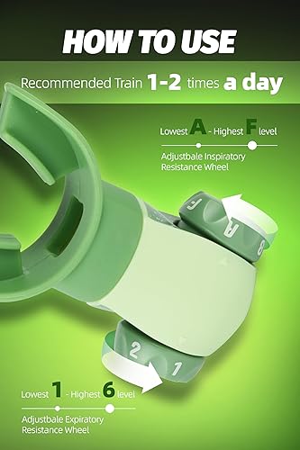 Miniatura 3 de Entrenador muscular respiratorio, respiradores entrenadores ejercitador fitness para el bienestar (verde)