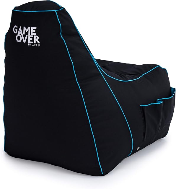Game Over Lich Blade Video Gaming Bean Bag Chair | Indoor Living Room | Side Pockets for Controllers | Headset Holder | Ergonomic Design for the Dedicated Gamer
