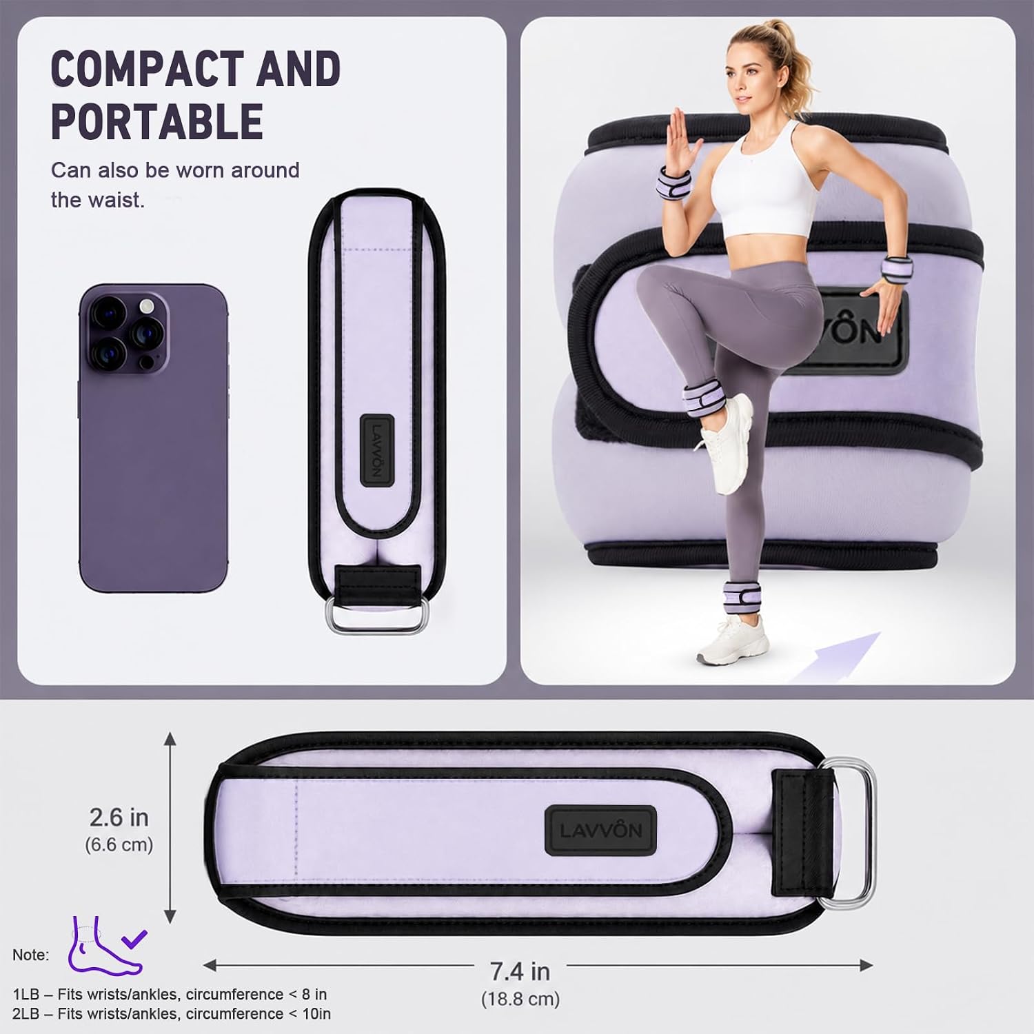Ankle Wrist Weights for Women & Men One Pair of 1Lb/2Lb Small Size Arm Leg Weight Set with Adjustable Straps for Walking Pilates Exercise Workout Gym Aerobics & Home Fitness,Running,Physical Therapy