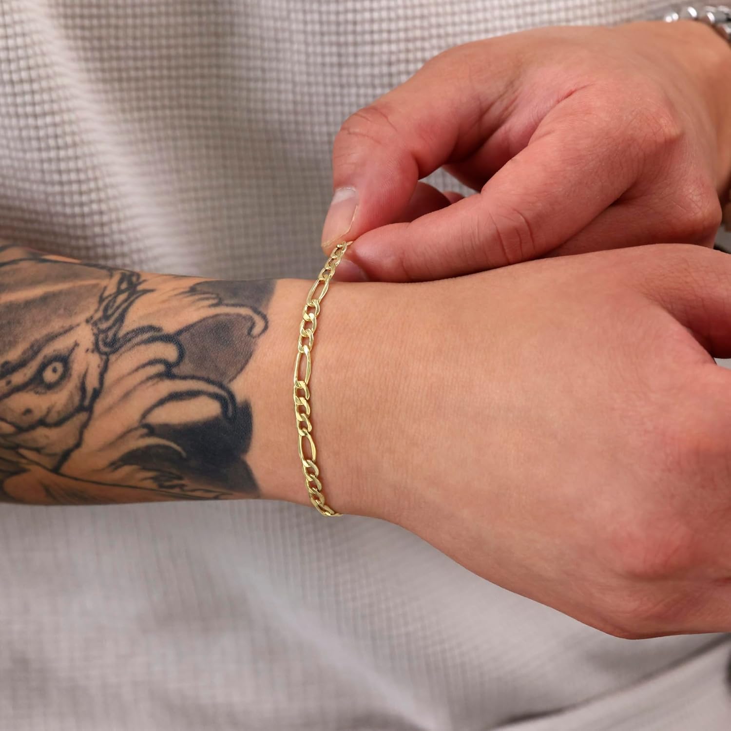 Nuragold 10k Real Yellow Gold Figaro Link 4.5mm Chain Bracelet (7"-9") Italian Jewelry for Men & Women