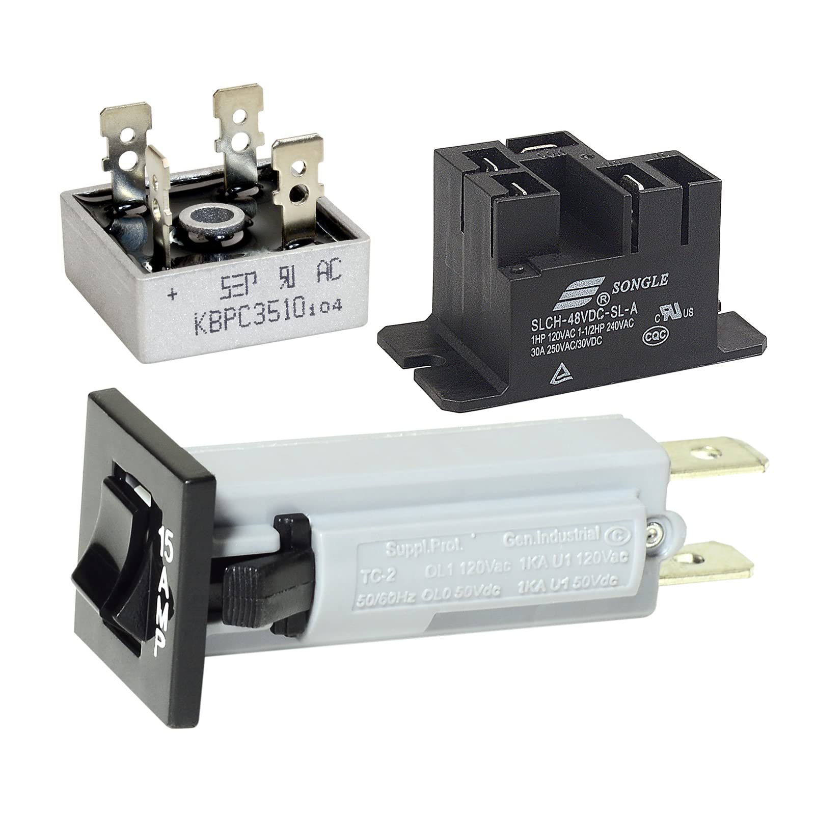 Golf Cart Battery Charger Repair Kit Replaces Club Car 30A DC48V Power Drive 2,OEM# 17930/22110,Include Relay,Rectifier and Circuit Breaker